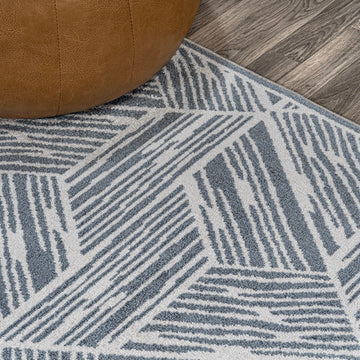 Vector Modern Coastal Geometric Machine-washable Area Rug